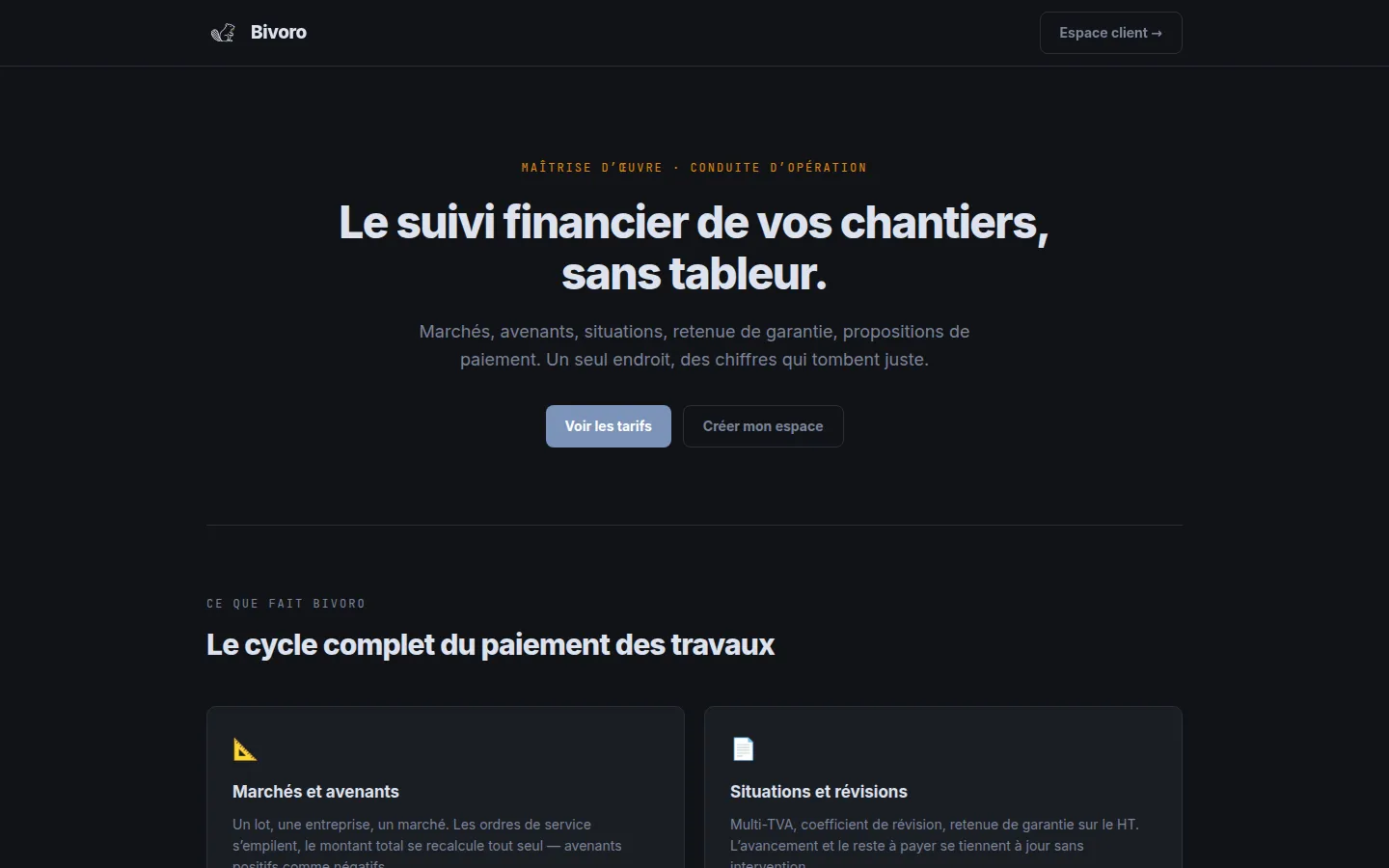 Page d'accueil de Bivoro