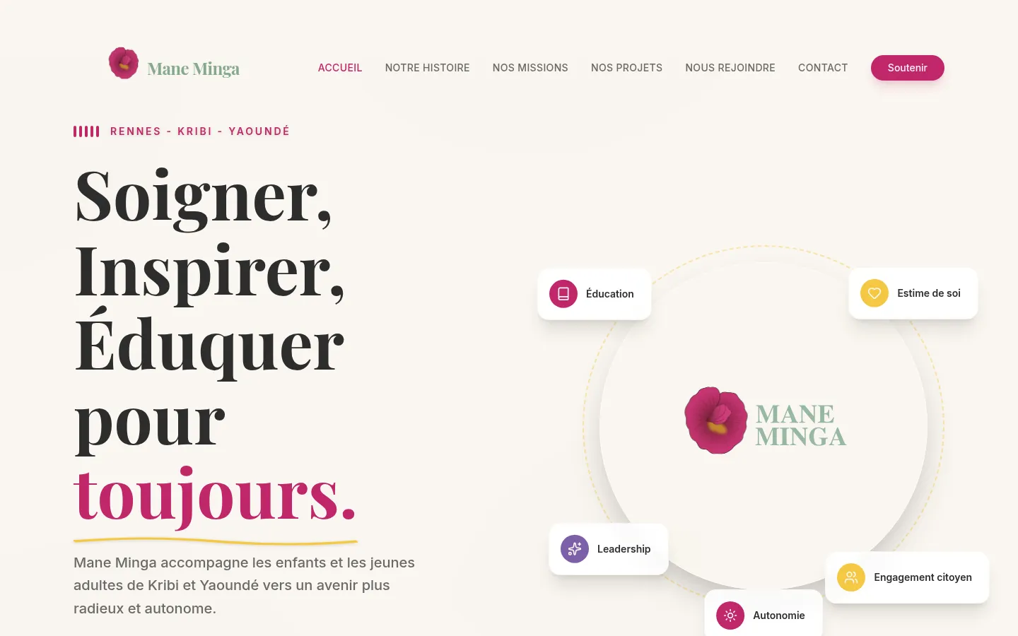 Page d'accueil de Mane Minga